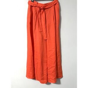 Banana Republic Women Orange 100% Linen Wide Leg Palazzo Pants 12 Petite NWT